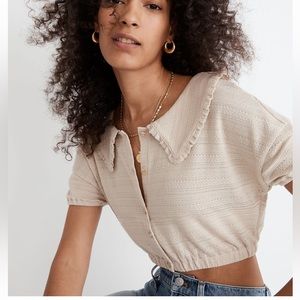 Madewell Ruffle Collar Crop Top Medium NWT